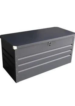 Charles Bentley Metal Storage Chest w/ Lock & Key Waterproof Seal Hydraulic Lid (H62cm x L132cm x W61cm)