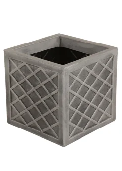 Charles Bentley Pair of Lazio Square Pewter Planters Grey Plastic (Dia. 32cm)