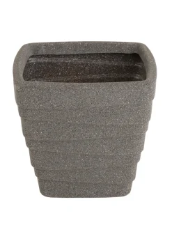 Charles Bentley Pair of Trojan Square Granite Planters Grey Plastic (Dia. 33cm)