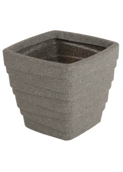 Charles Bentley Pair of Trojan Square Granite Planters Grey Plastic (Dia. 33cm)
