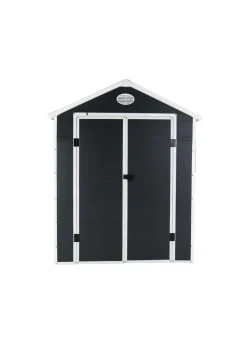 Charles Bentley Plastic Storage Garden Shed Grey Med Roof Outdoor (L6.3ft x W6.2ft)