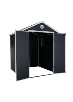 Charles Bentley Plastic Storage Shed Grey Small Roof Outdoor Tall (L4.4ft x W3.4ft)