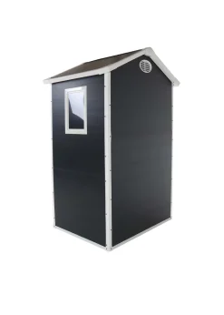 Charles Bentley Plastic Storage Shed Grey Small Roof Outdoor Tall (L4.4ft x W3.4ft)