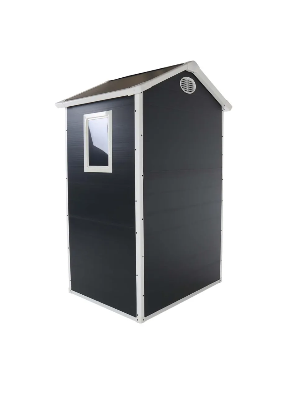 Charles Bentley Plastic Storage Shed Grey Small Roof Outdoor Tall (L4.4ft x W3.4ft)