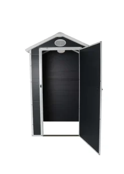 Charles Bentley Plastic Storage Shed Grey Small Roof Outdoor Tall (L4.4ft x W3.4ft)