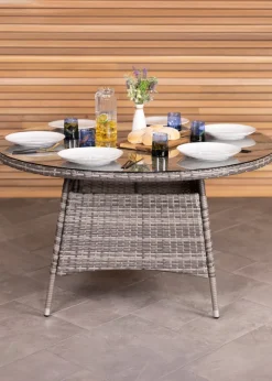 Charles Bentley Rattan Dining Table Grey (H74cm x W130cm)