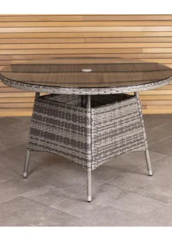Charles Bentley Round Rattan Dining Table Grey (H74cm x W110cm)