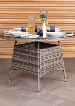 Charles Bentley Round Rattan Dining Table Grey (H74cm x W110cm)