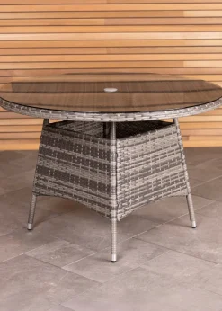 Charles Bentley Round Rattan Dining Table Grey (H74cm x W110cm)