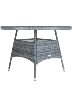 Charles Bentley Round Rattan Dining Table Grey (H74cm x W110cm)
