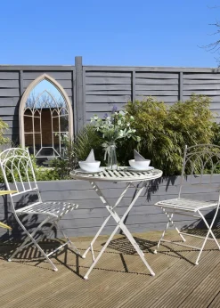 Charles Bentley Rustic Wrought Iron Outdoor Bistro Set Antique White (2 Seater)