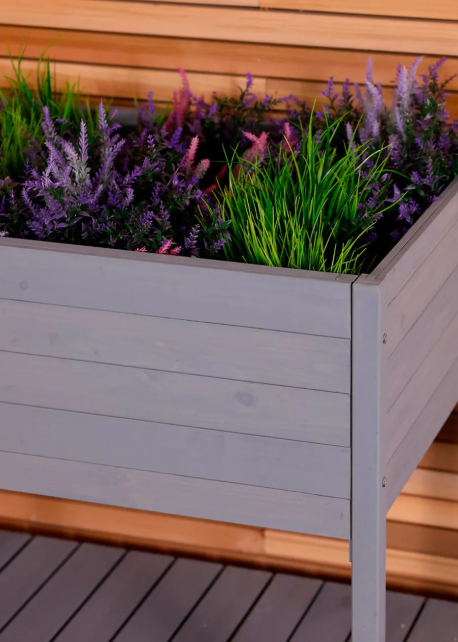 Charles Bentley Wooden Planter Raised Box with Shelf Herb Plant Box
