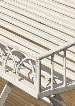 Charles Bentley Wrought Decorative Iron Garden Side Table White (H40cm x L55cm x W67cm)