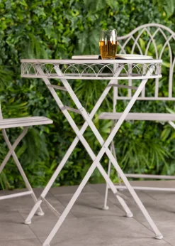 Charles Bentley Wrought Iron Feminine Bistro Set Grey (2 Seater)