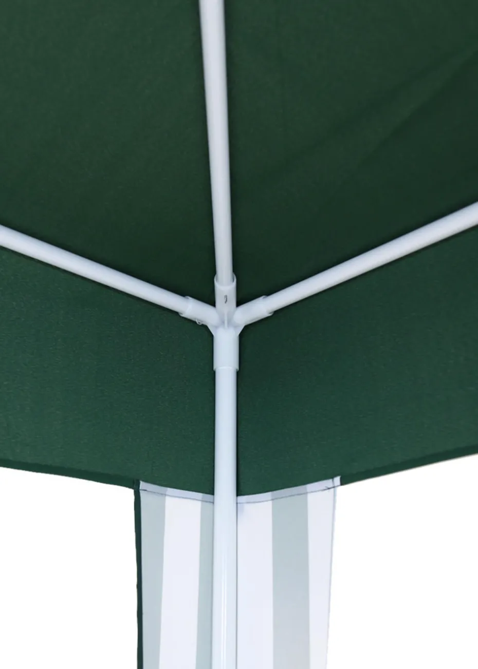 Charles Bentley 3x3m Polyester Gazebo Green Stripe Showerproof