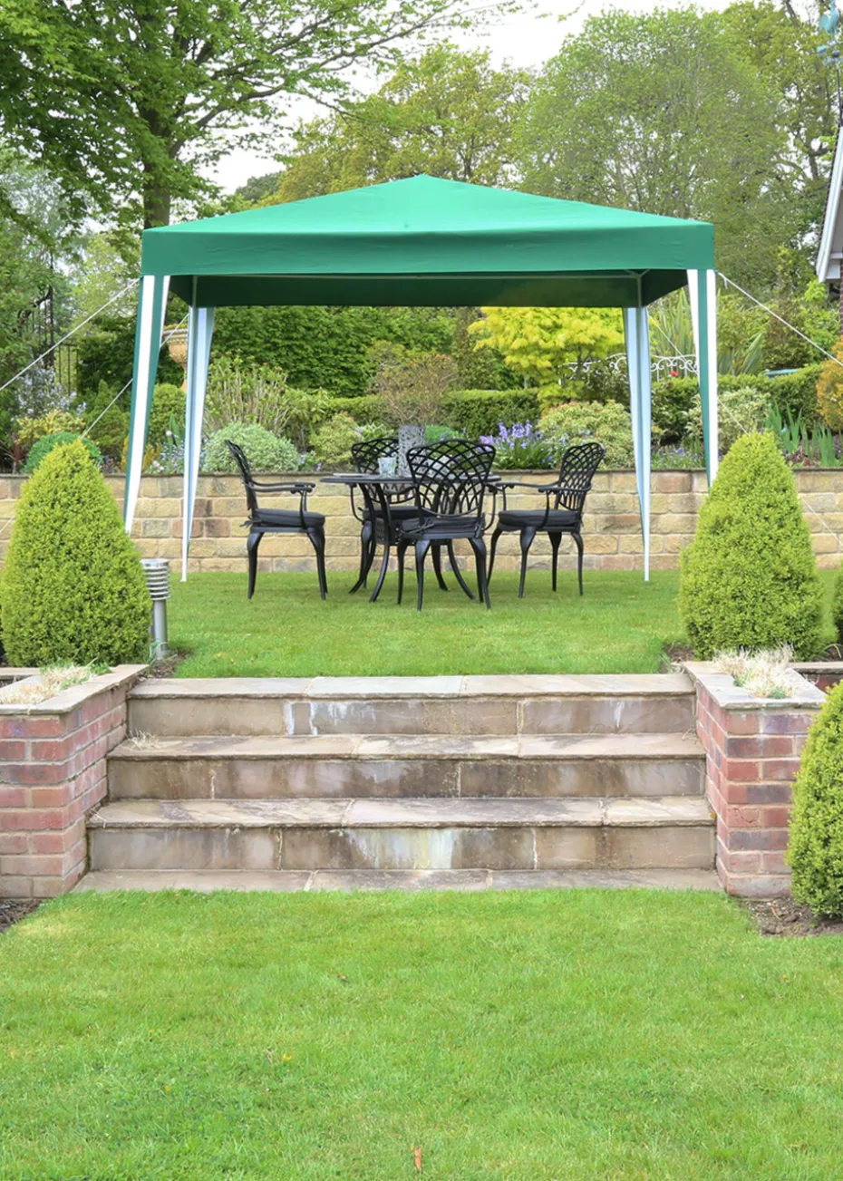 Charles Bentley 3x3m Polyester Gazebo Green Stripe Showerproof