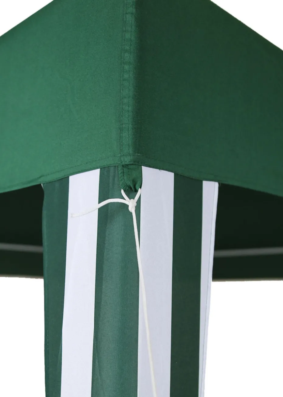 Charles Bentley 3x3m Polyester Gazebo Green Stripe Showerproof
