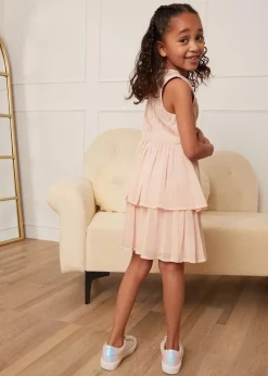 Chi Chi London Champagne Girls Embroidered Tiered Midi Dress (3-8 Years)