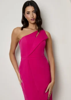 Chi Chi London Pink Plus Size One Shoulder Cut Out Mini Dress