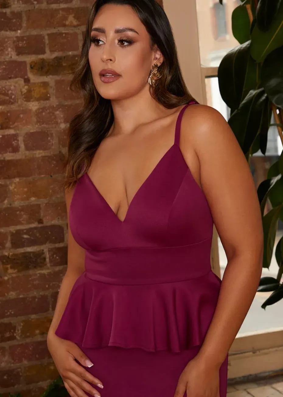 Chi Chi London Purple Cami Strap Ruffle Detail Bodycon Midi Dress