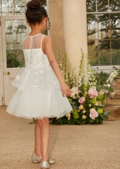 Chi Chi London White Girls Floral Lace Tiered Midi Dress (3-8 Years)