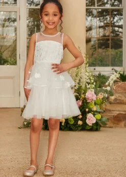Chi Chi London White Girls Floral Lace Tiered Midi Dress (3-8 Years)