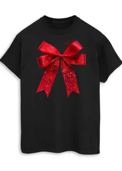 Christmas Bow Black Boyfriend Fit T-Shirt