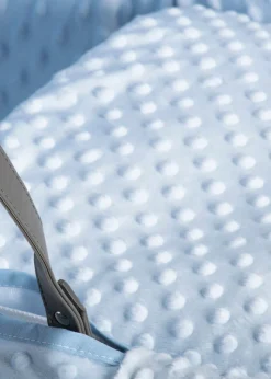 Clair de Lune Blue Dimple Wicker Moses Basket With Deluxe Rocking Stand