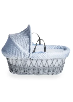 Clair de Lune Blue Dimple Wicker Moses Basket