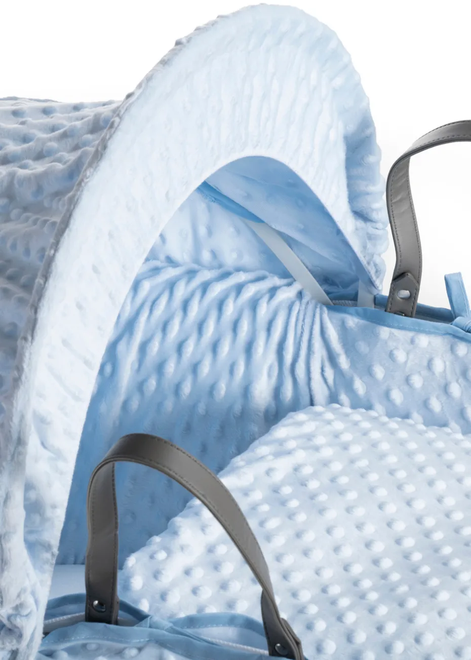 Clair de Lune Blue Dimple Wicker Moses Basket