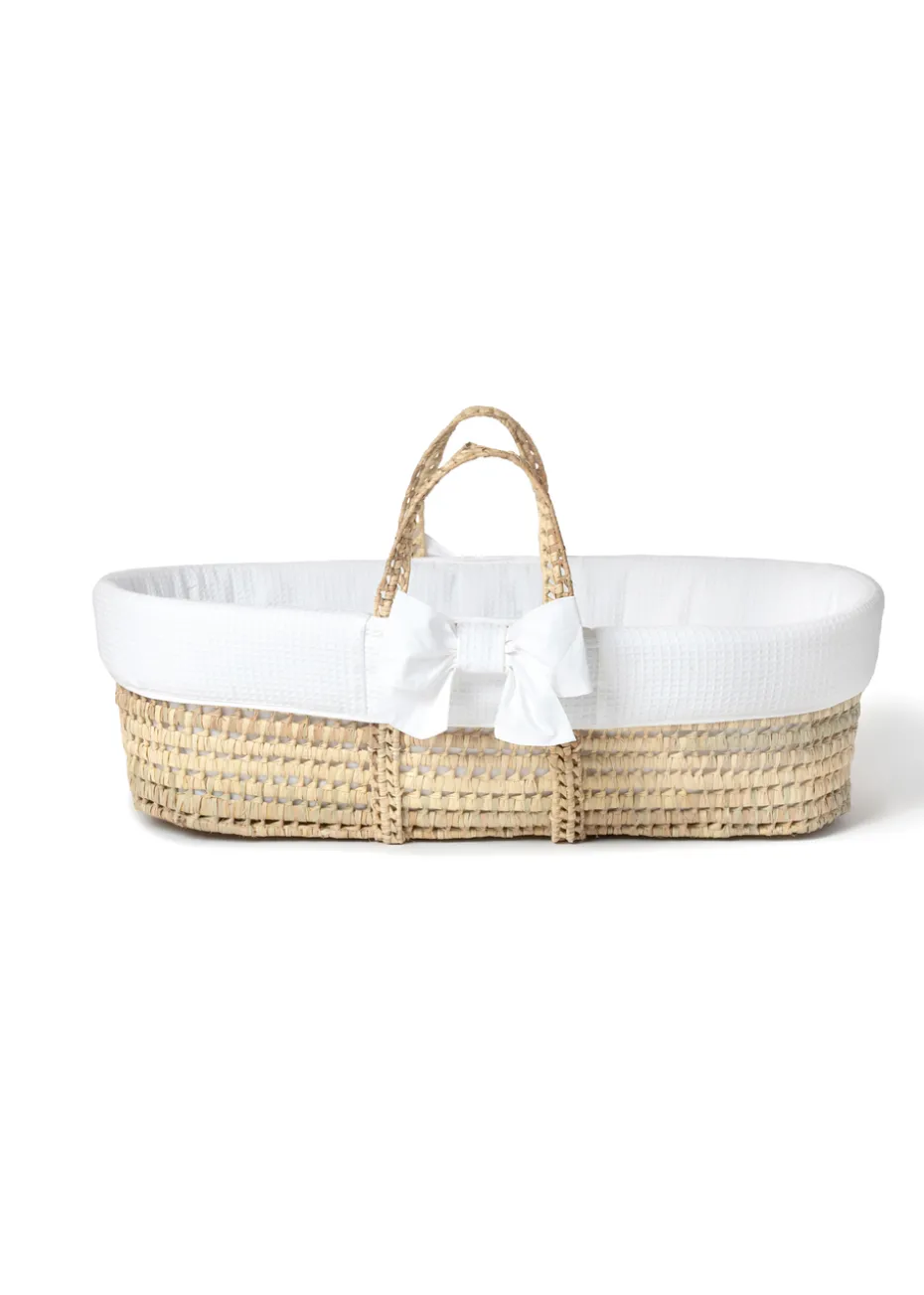Clair de Lune Chelsea Palm Moses Basket - With Natural Rocking Stand