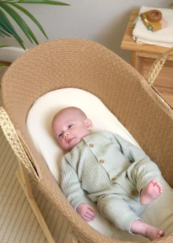 Clair de Lune Organic Biscuit Knitted Moses Basket