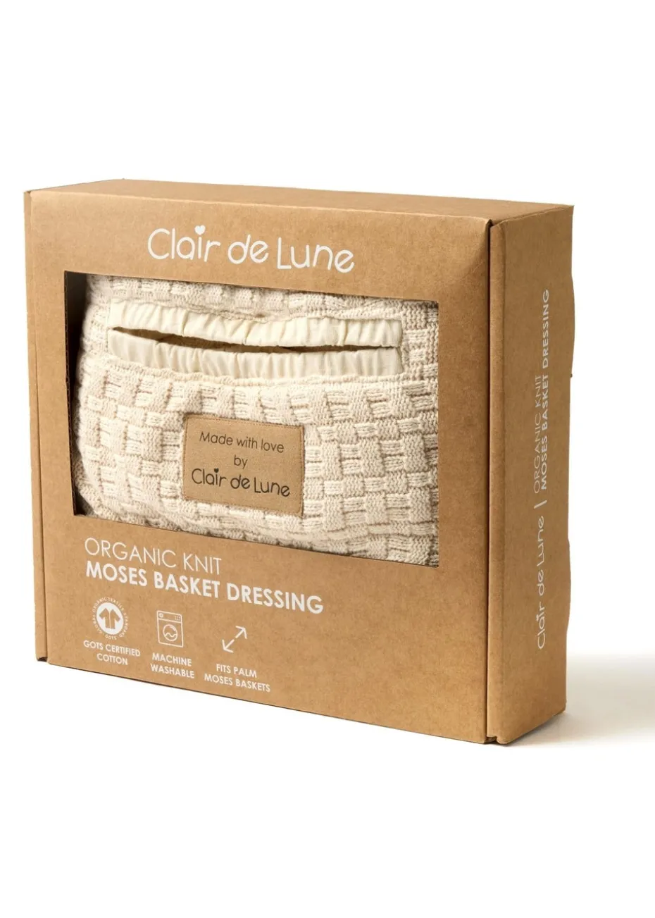Clair de Lune Organic Cream Knitted Moses Basket Dressing