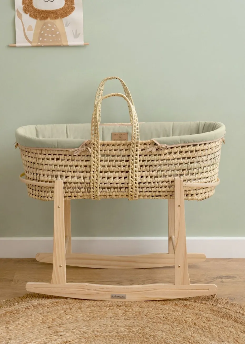 Clair de Lune Organic Palm Moses Basket - With Rocking Stand