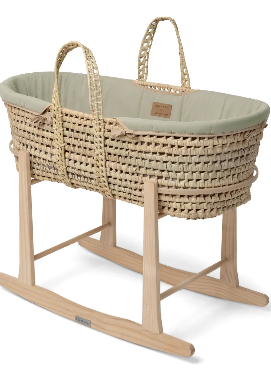 Clair de Lune Organic Palm Moses Basket - With Rocking Stand