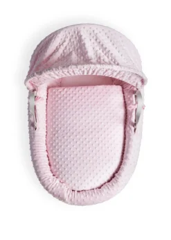 Clair de Lune Pink Dimple Wicker Moses Basket