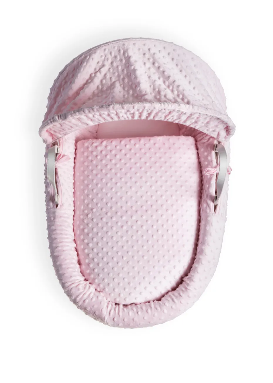 Clair de Lune Pink Dimple Wicker Moses Basket