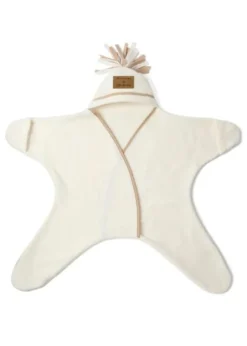 Clair de Lune Star Fleece Cream Wrap Blanket