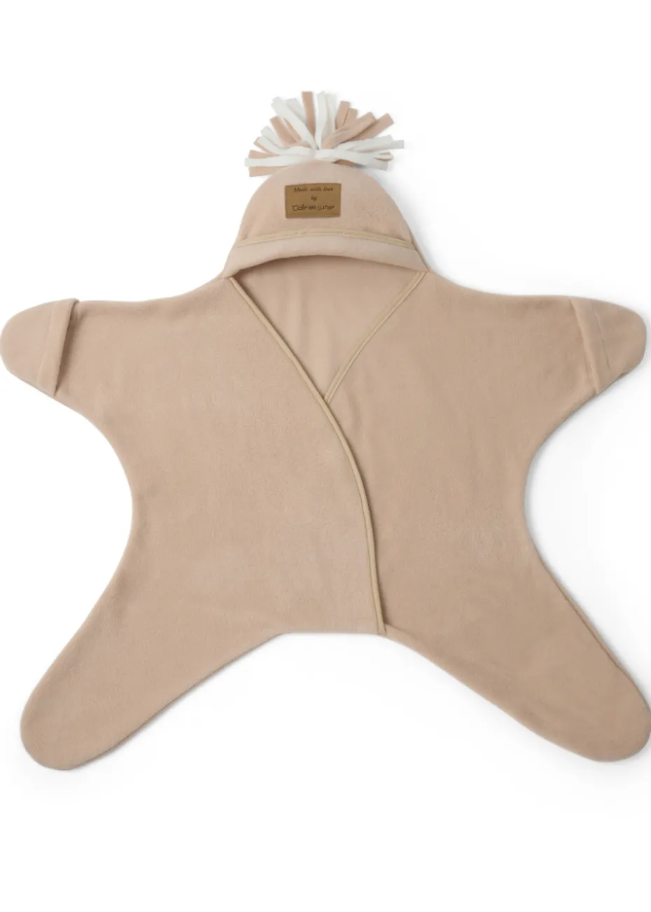 Clair de Lune Star Fleece Beige Wrap Blanket