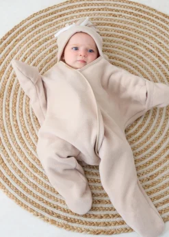 Clair de Lune Star Fleece Beige Wrap Blanket