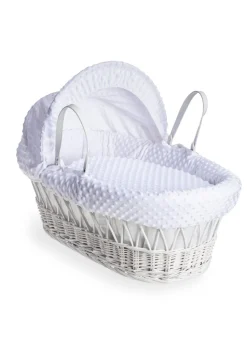 Clair de Lune White Dimple Wicker Moses Basket  with Deluxe Rocking Stand