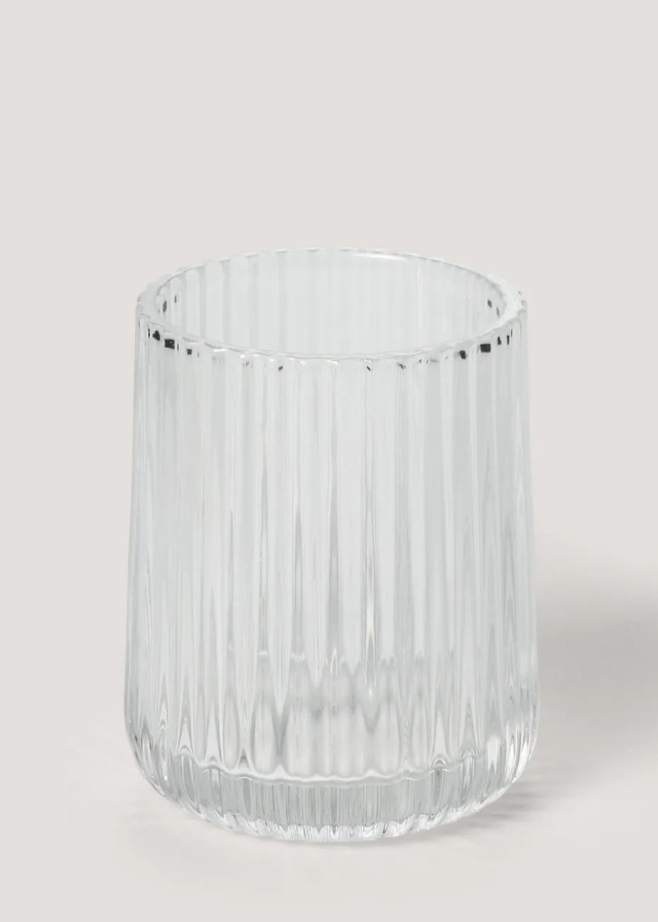 Clear Ribbed Glass Bathroom Tumbler