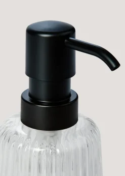 Clear Ribbed Glass Soap Dispenser