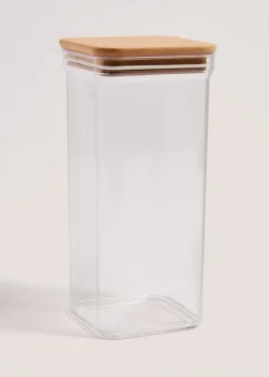 Clear Tall Square Wood Food Storage