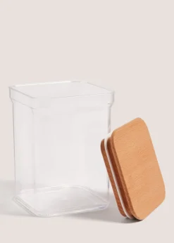 Clear Tall Square Wood Food Storage