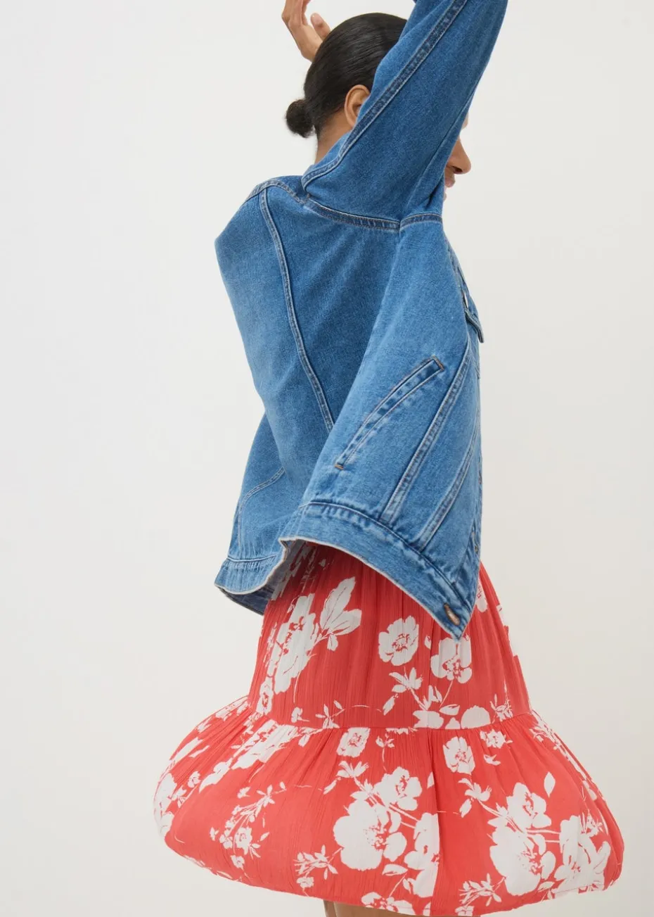 Coral Bloom Cheesecloth Mini Skirt