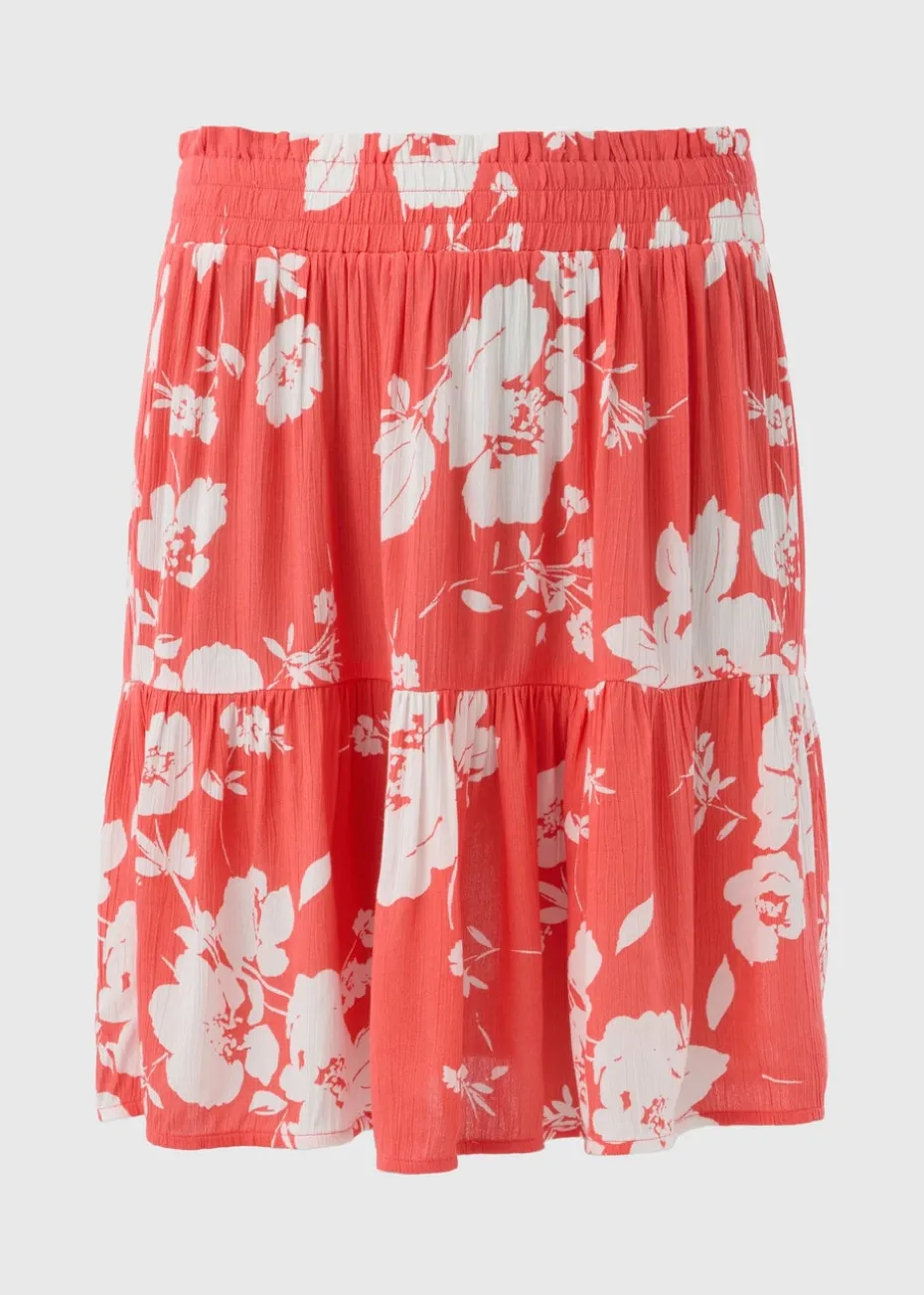 Coral Bloom Cheesecloth Mini Skirt