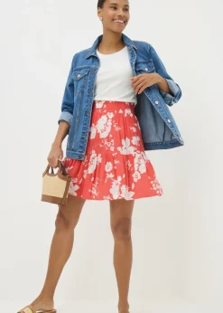Coral Bloom Cheesecloth Mini Skirt