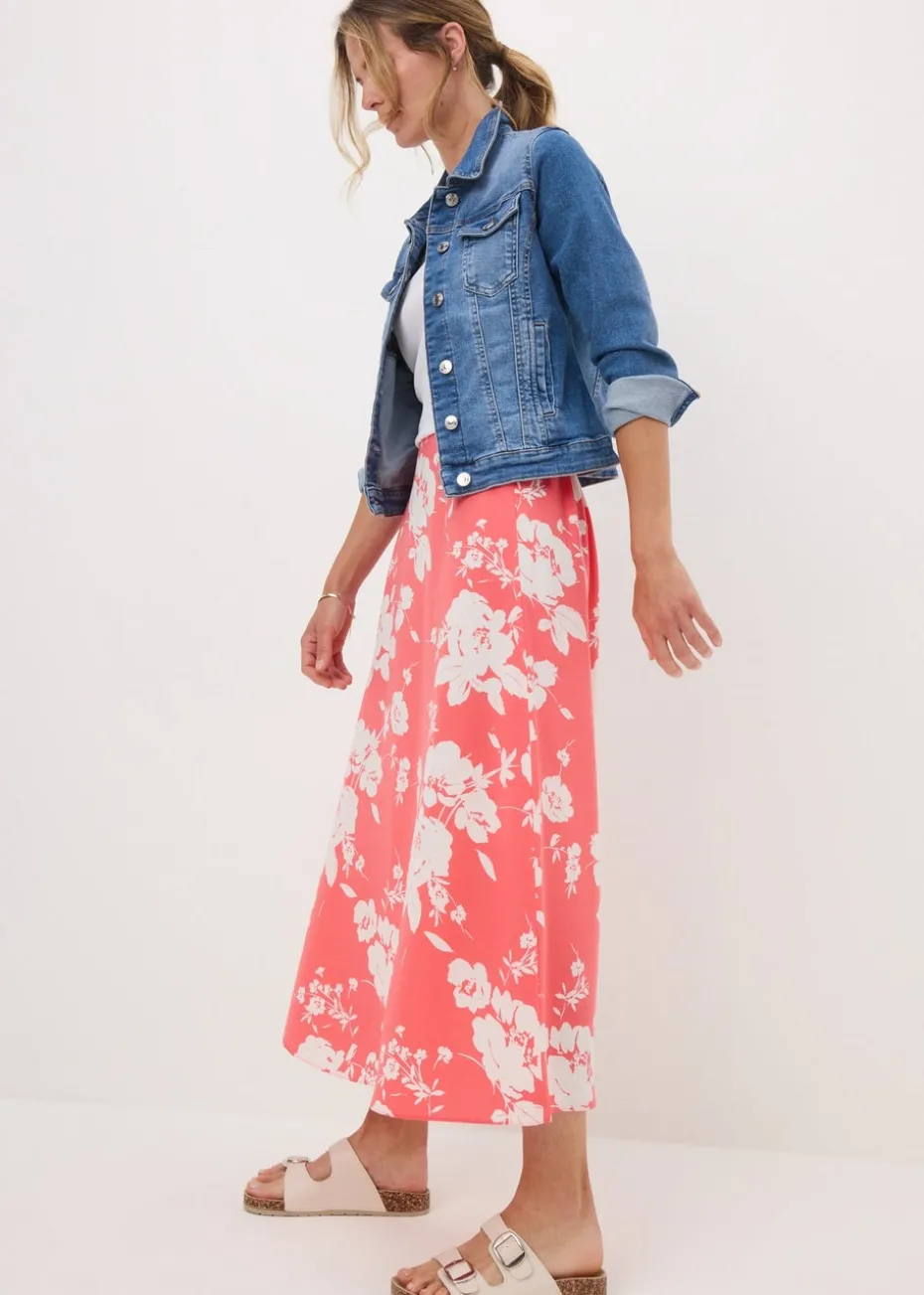 Coral Large Bloom Flared Skirt