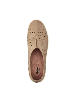 Cotton Traders Beige Laser Cut Slip On Shoes